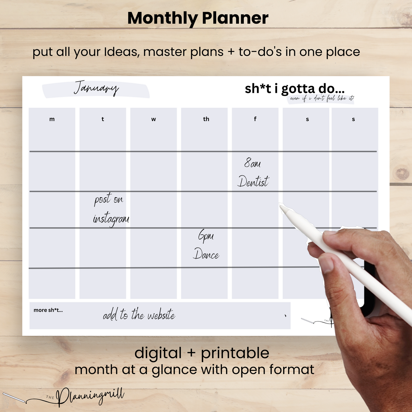 monthly sh*t I gotta do planner... in black + white