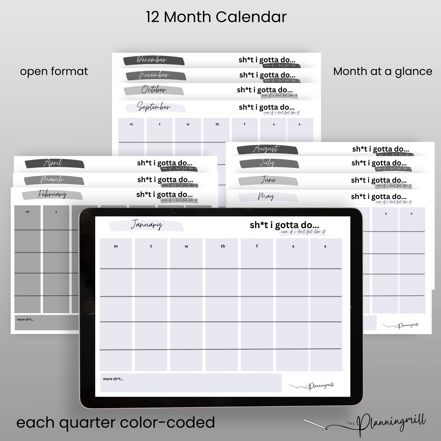 monthly sh*t I gotta do planner... in black + white